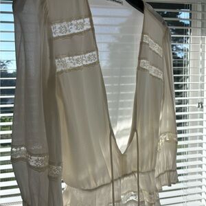 Elegant White Lace Trim Blouse